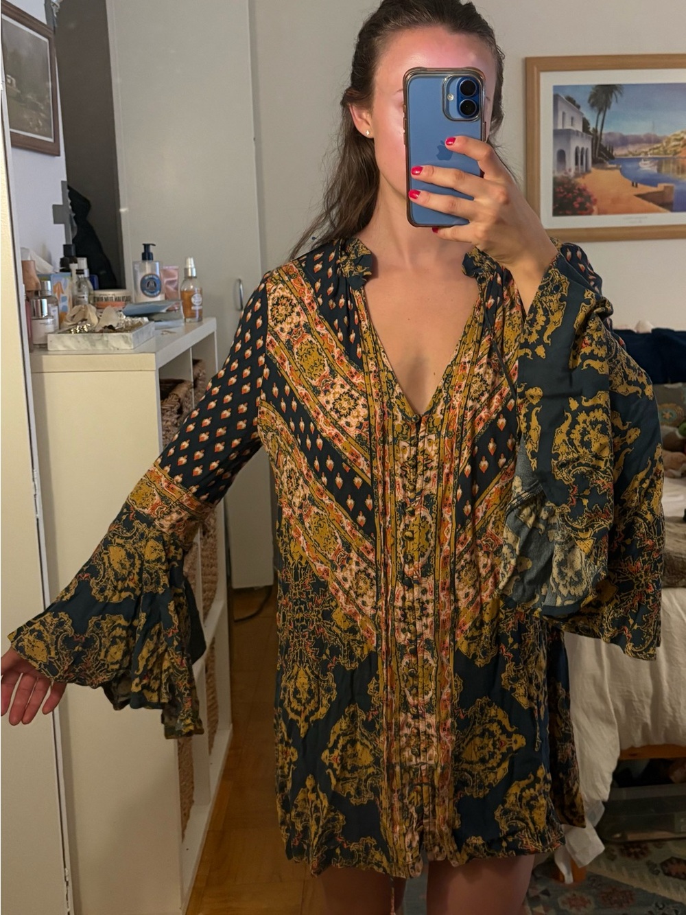 Free People Boho Floral Mini Dress